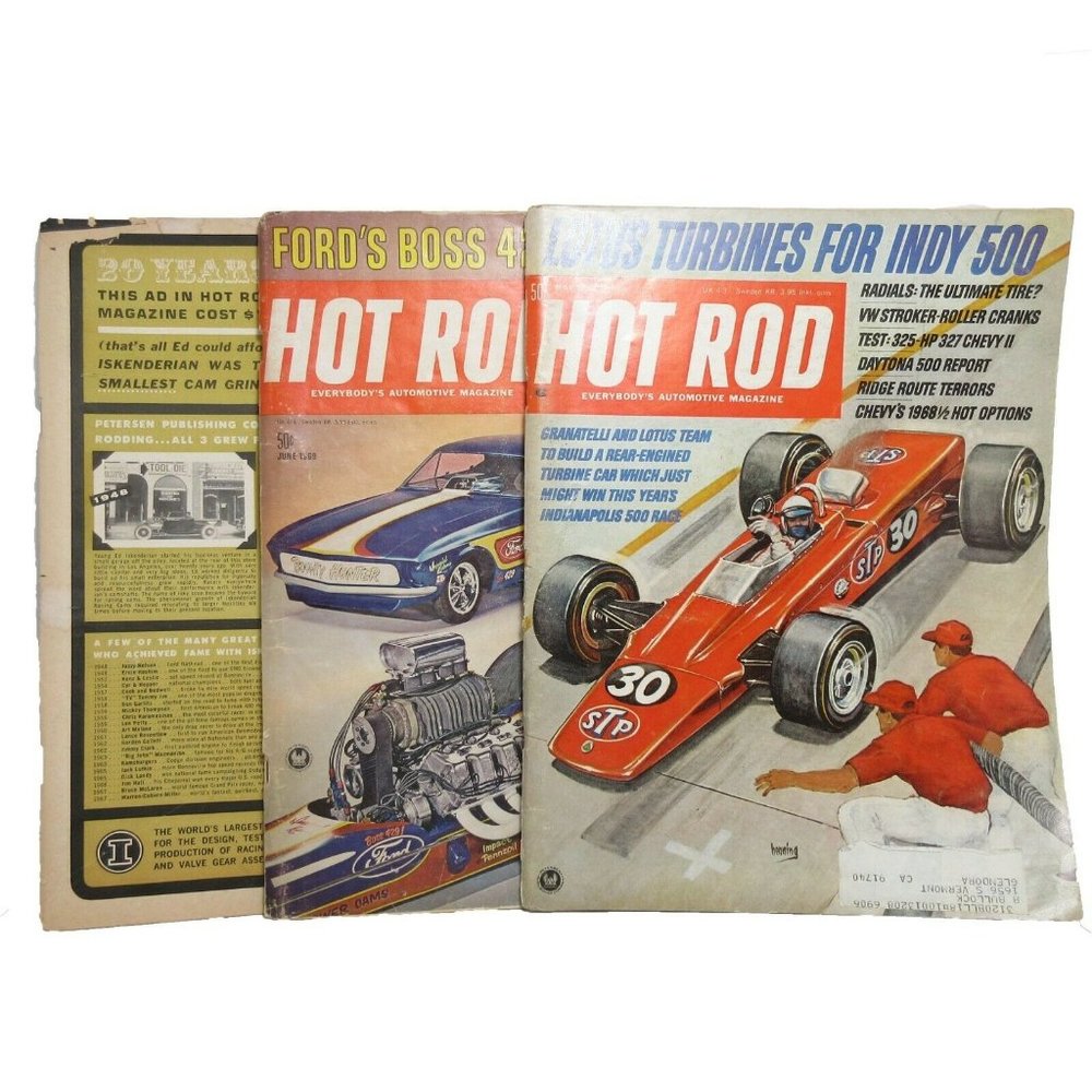 Lot of 3 Hot Rod Magazines  May 1968, June 1969